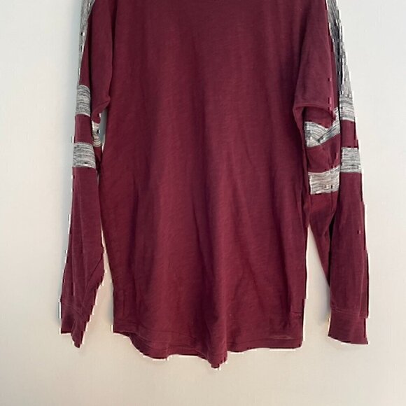 PINK VS VICTORIA'S SECRET Burgundy Maroon Gray Colorblock Varsity Long Sleeve XS - Picture 3 of 12